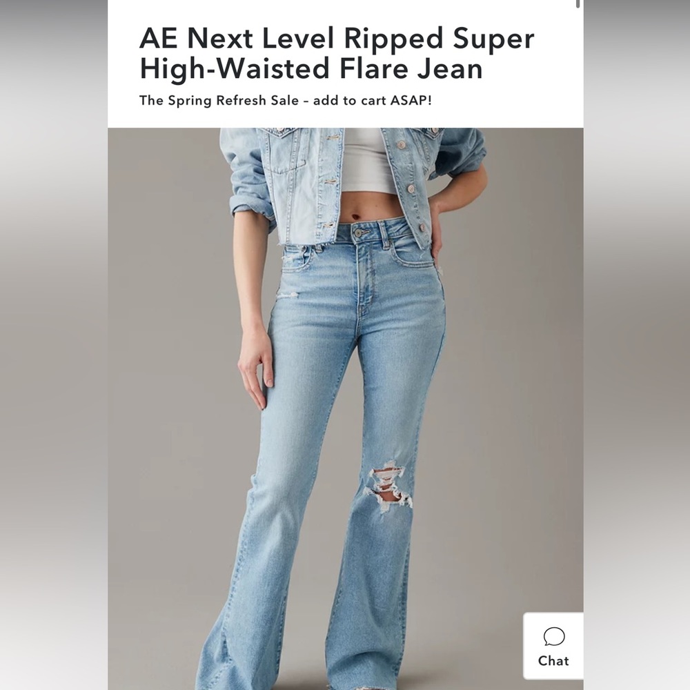 AE Next Level Ripped Super High-Waisted Flare Jean - Size 6 Short